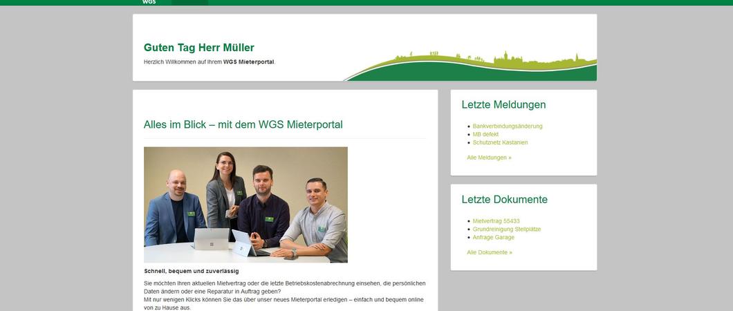 Mit dem neuen WGS Mieterportal können Kunden viele Dinge ab sofort bequem von zu Hause aus erledigen