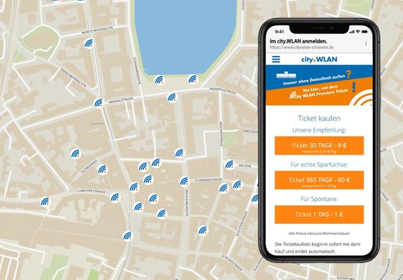Täglich eine Stunde lang kostenfrei surfen – kein Problem mit dem öffentlichen city.WLAN, Foto: Stadtwerke Schwerin