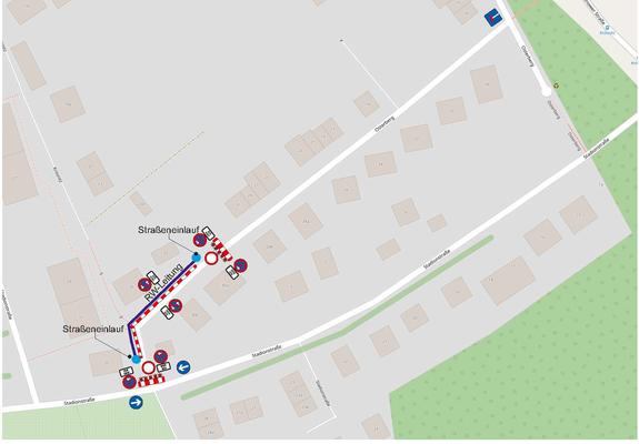 Blick auf den Bereich der Arbeiten und der Beschilderung in der Straße Osterberg, Quelle: Openstreetmap