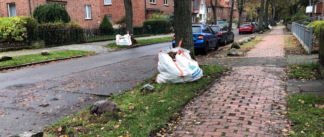 Insgesamt 167 große Laubsäcke werden an geeigneten Stellen in den betroffenen Straßen verteilt.