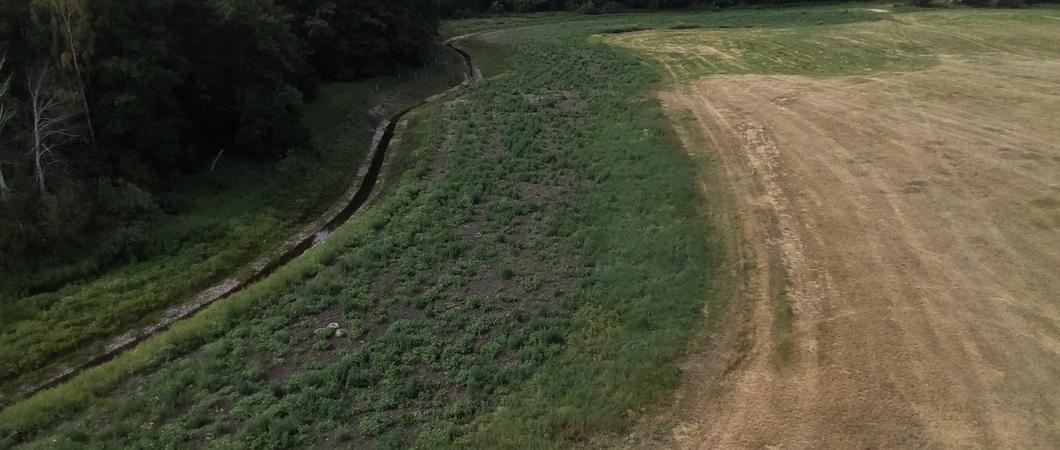 Entrohrter Abschnitt des Koppelgrabens (südlich vom Margaretenhof) nach Fertigstellung der Hochwasserschutzmaßnahme im Juli 2019